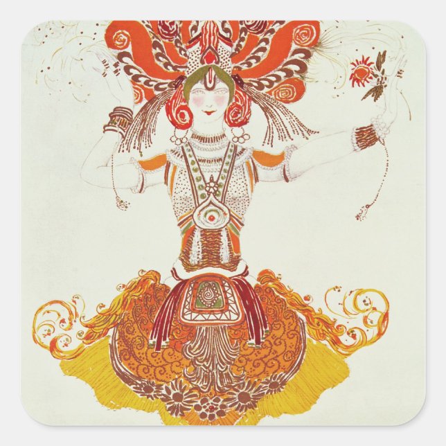 Sticker Carré Costume de ballet pour "The Firebird", de Stravins (Devant)
