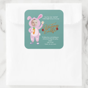 Sticker Carré Costume de lapin de Pâques Tendance Photo personna