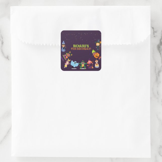 Sticker Carré Costume d'Halloween mignonne Fête d'Anniversaire m (Sac)