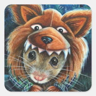 Sticker Carré Costume d'Halloween Werewolf Mouse aquarelle Art