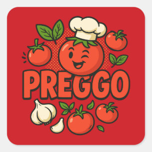 Sticker Carré Costume Sauce Preggo Annonce de Grossesse