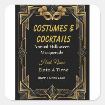 Costumes et Cocktails Masquerade Art Déco Élégant