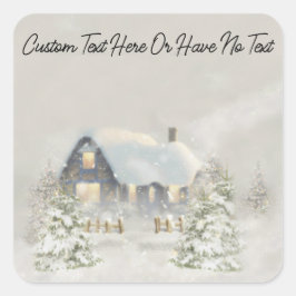 Sticker Carré Cosy Noël Rustique Forêt Boisée Vibes