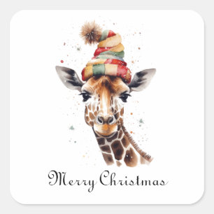 Sticker Carré Cosy Safari Noël, personnalisé