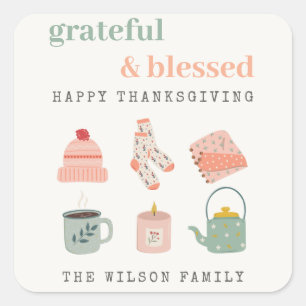 Sticker Carré Cosy Scandi Automne Essentiel Blush Thanksgiving