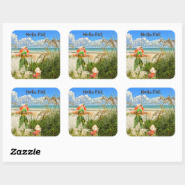 Sticker Carré Côte Sanibel Island Floride Plage & Scarecrow