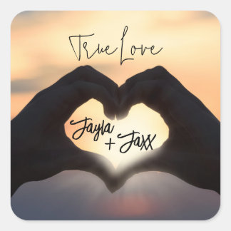 Sticker Carré Coucher de soleil Amour Véritable Votre Cœur dans 