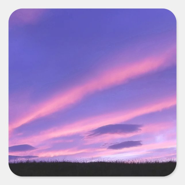 Sticker Carré Coucher de soleil de ciel violet (Devant)