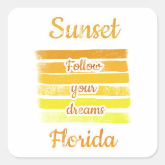 Sticker Carré Coucher de soleil mignon en Floride