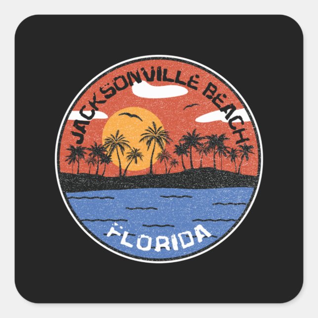 Sticker Carré Coucher De Soleil Sur Jacksonville Beach Floride (Devant)