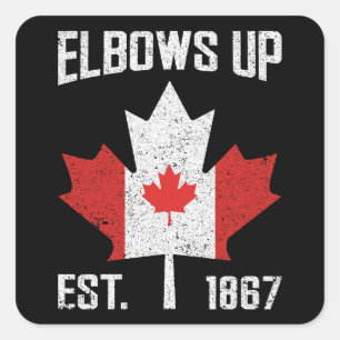 Sticker Carré Coudes vers le haut Canada Véritable Nord Fier Can