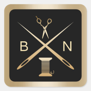 Sticker Carré Coudre Aiguilles en Or Seamstress & Threads artisa