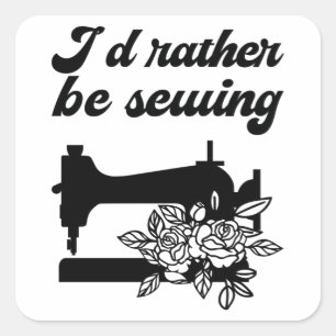 Sticker Carré Coudre - Je Préférerais Coudre