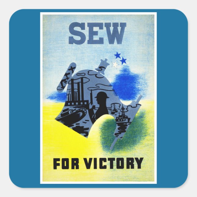 Sticker Carré Coudre pour la victoire (Devant)