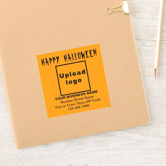 Sticker Carré couleur orange d'Halloween d'affaires Vinyl (Carnet)