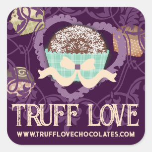 Sticker Carré Couleur personnalisée truffes chocolat confections