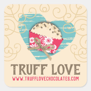Sticker Carré Couleur personnalisée truffes chocolat confections