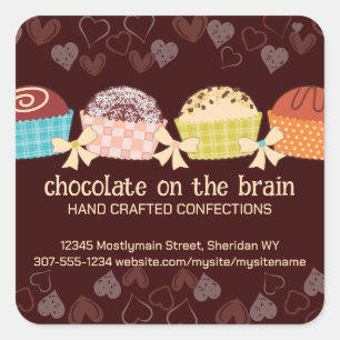Sticker Carré Couleur personnalisée truffes chocolat confections