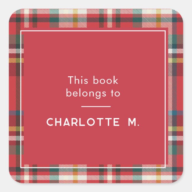Sticker Carré Couleur Plaid Personnalisé Rouge Personnalisé (Devant)