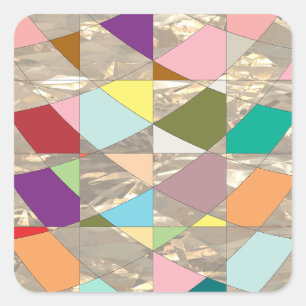 Sticker Carré Couleurs Abstraites or