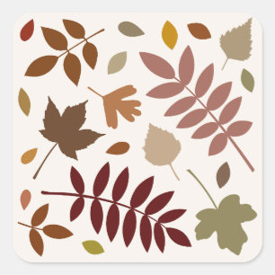 Sticker Carré Couleurs d'automne sur crème tombante Feuille
