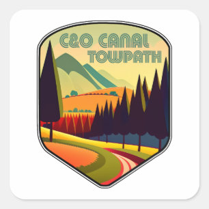 Sticker Carré Couleurs du chemin de halage du canal C&O