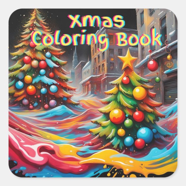 Sticker Carré Couleurs Dynamiques De Noël (Devant)