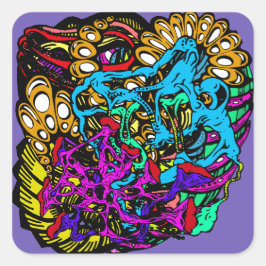 Sticker Carré Couleurs Jour-Glo Hallucination sauvage Conception
