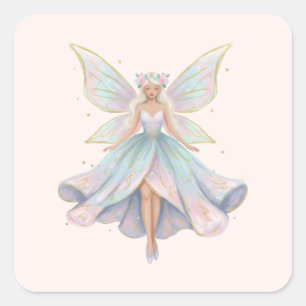 Sticker Carré Couleurs pastel de l'ange magique fée