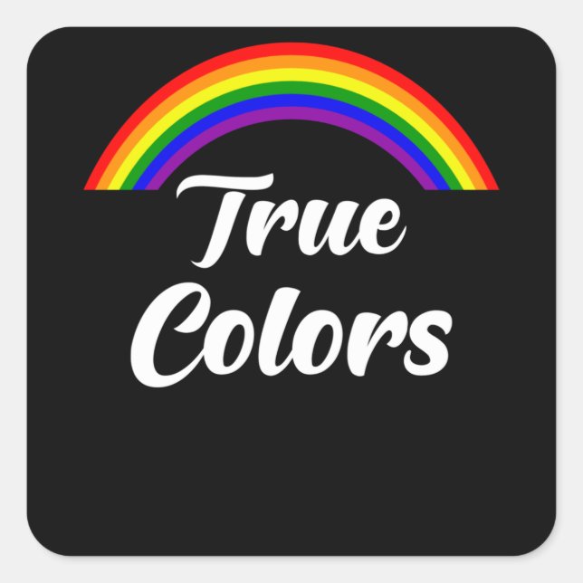 Sticker Carré Couleurs Vrai Arc-En-Ciel (Devant)