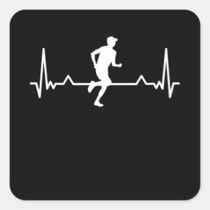 Sticker Carré Coup De Coeur Coureur De Cadeau Marathon