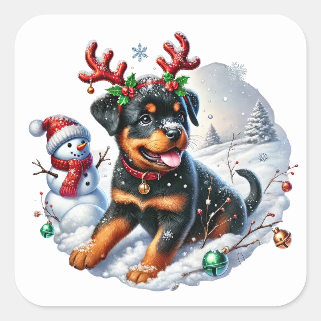 Sticker Carré Coupe Antlered, Magie de Noël ! (Devant)