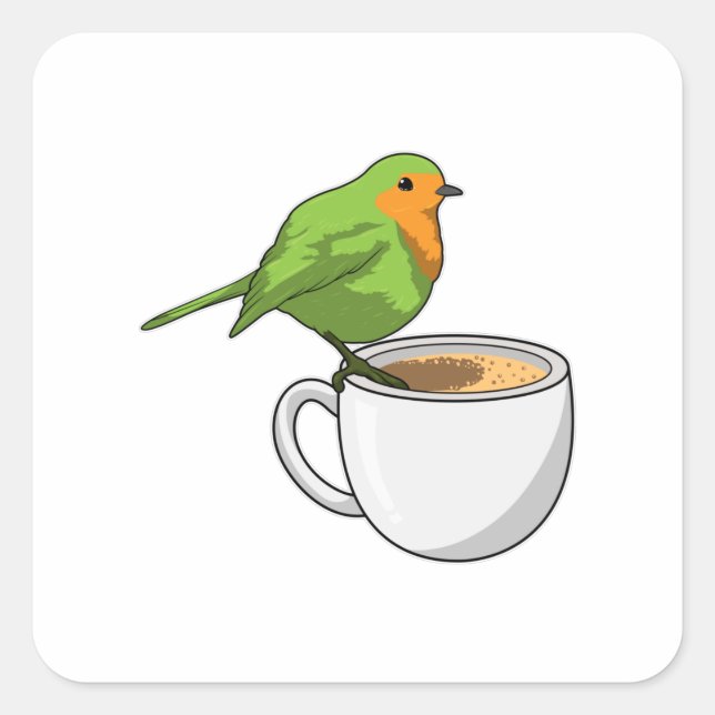 Sticker Carré Coupe Bird Coffee (Devant)