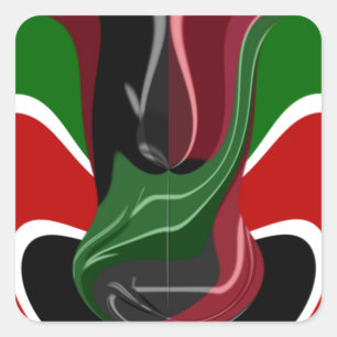 Sticker Carré Coupe de café Kenya Drapeau Hakuna Matata