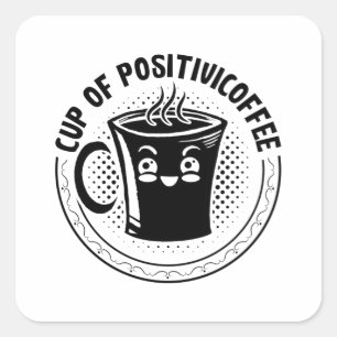 Sticker Carré Coupe De Santé Mentale De Positivicoffoffe Anxiété