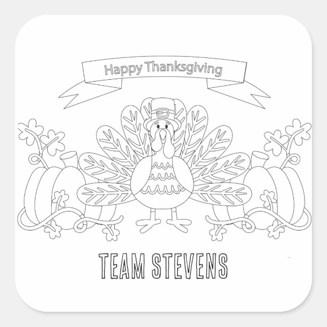 Sticker Carré Coupez votre propre scène de Bon thanksgiving (Devant)