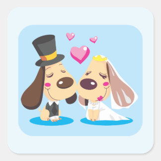 Sticker Carré Couple de chien marié