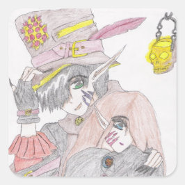 Sticker Carré Couple d'Halloween éffrayant
