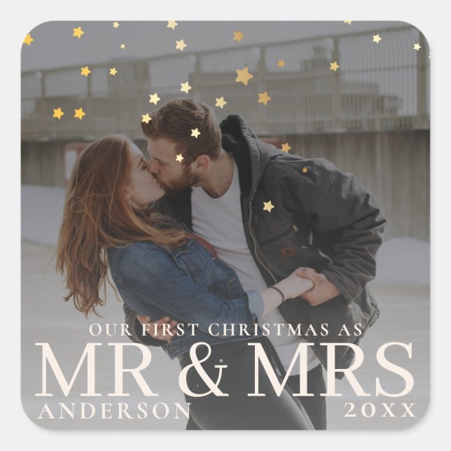 Sticker Carré Couple sombre avec des étoiles pour Noël (Devant)