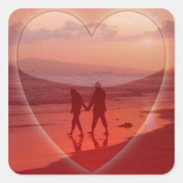 Sticker Carré Couple sur la plage Valentine