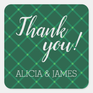Sticker Carré Couple vert foncé en plaid