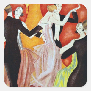 Sticker Carré Couples de danse Art déco Salon de bal des années 