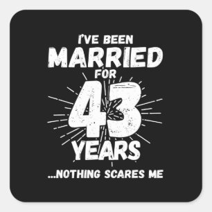 Sticker Carré Couples mariés 43 ans drôle 43ème anniversaire