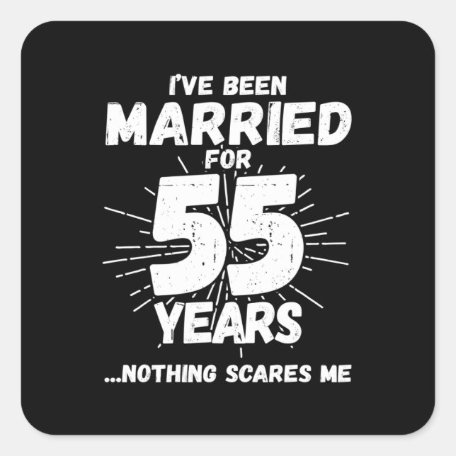 Sticker Carré Couples Mariés 55 Ans Drôle 55e Anniversaire (Devant)