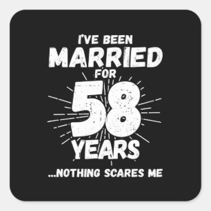 Sticker Carré Couples Mariés 58 Ans Drôle 58e Anniversaire