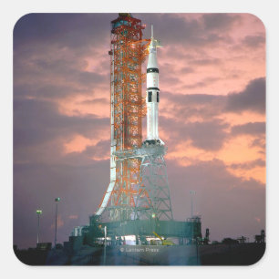 Sticker Carré Coupures d'aube derrière ASTP Saturn IB CDDT