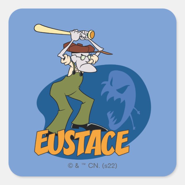 Sticker Carré Courage du chien lâché | Eustace Graphic (Devant)