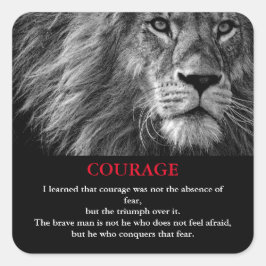 Sticker Carré Courage Lion Motivationnel Inspiration