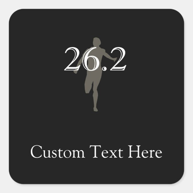 Sticker Carré Coureur de marathon personnalisé 26.2 Keepsaké (Devant)
