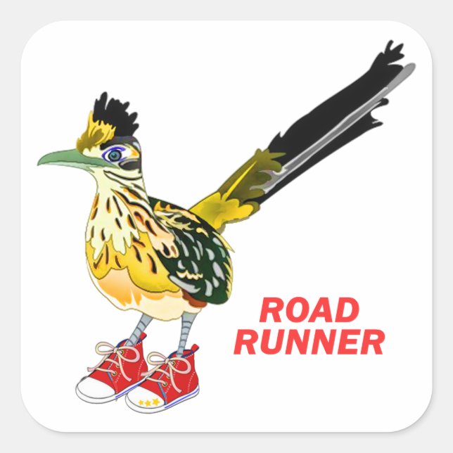 Sticker Carré Coureur de route en Basket rouge (Devant)